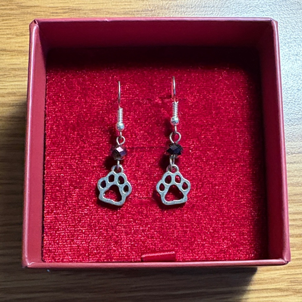 Silver Paw Print Earrings